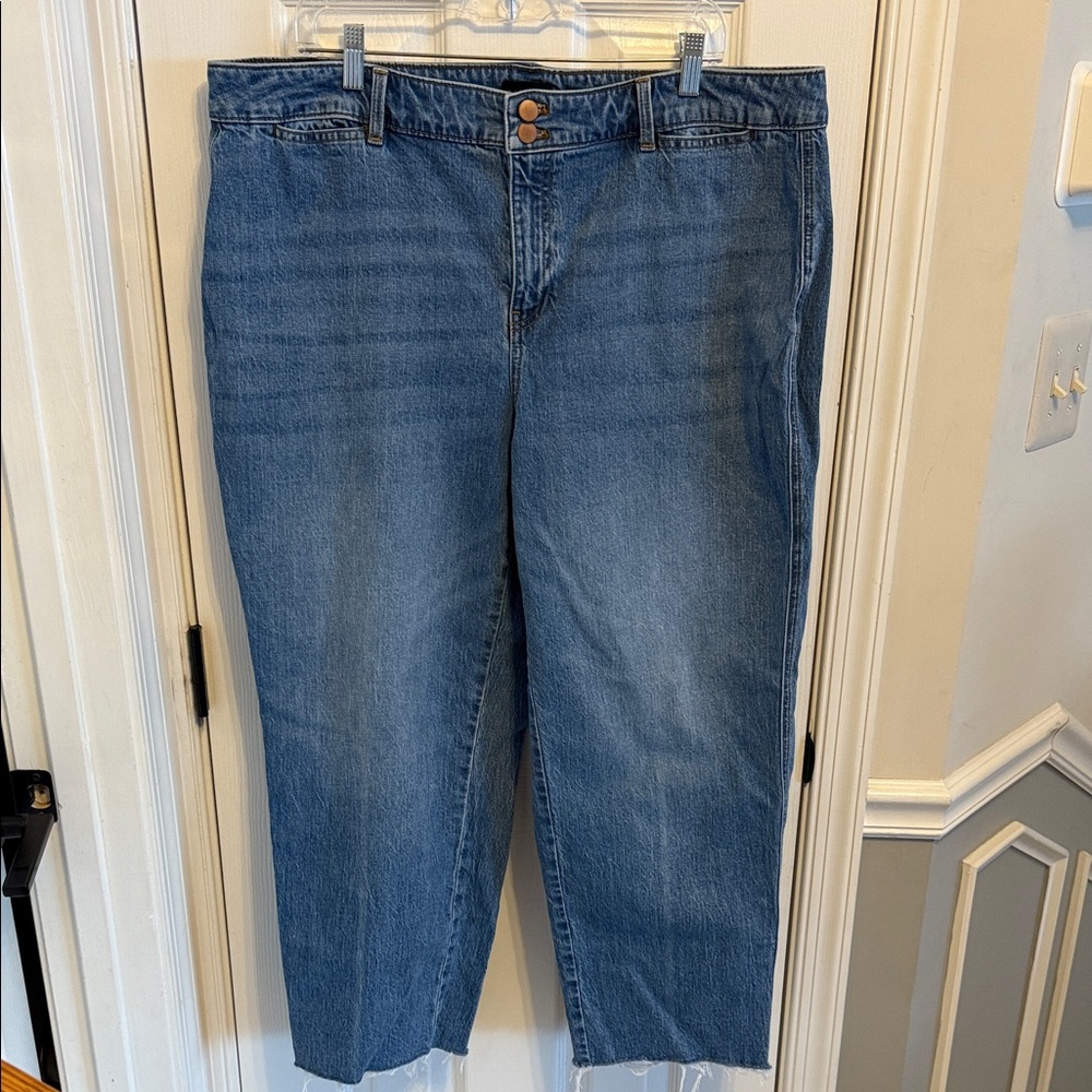 Talbots Raw Hem Easy Straight Ankle Jeans Sz 18W